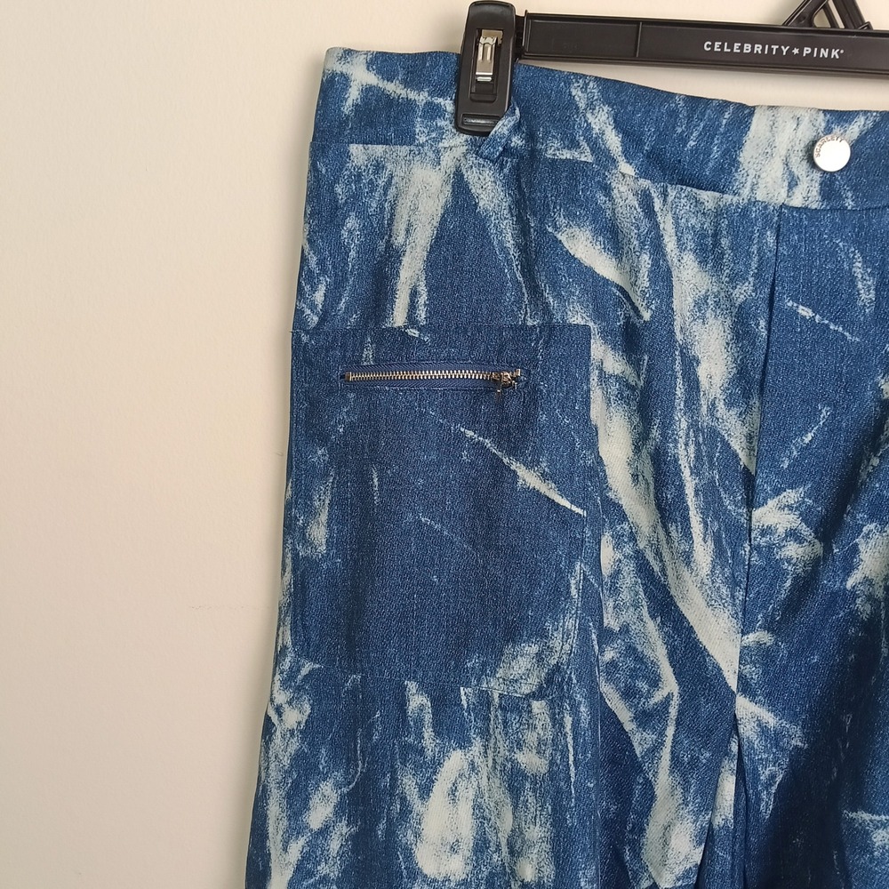 SHEIN Cargo Skirt Womens 3XL Blue Excellent Acid Wash Marble Utility Midi - Picture 6 of 8
